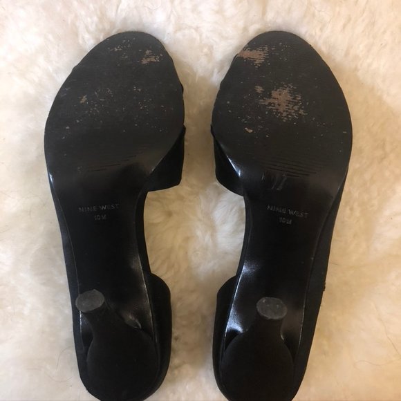 Nine West Black Satin Evening Event Prom Heels - Picture 5 of 7